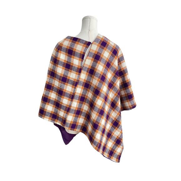 VTG. Scottish Plaid Poncho Cape Wool Tweed Preppy‎ Academia Heritage Minimalist - Picture 5 of 8